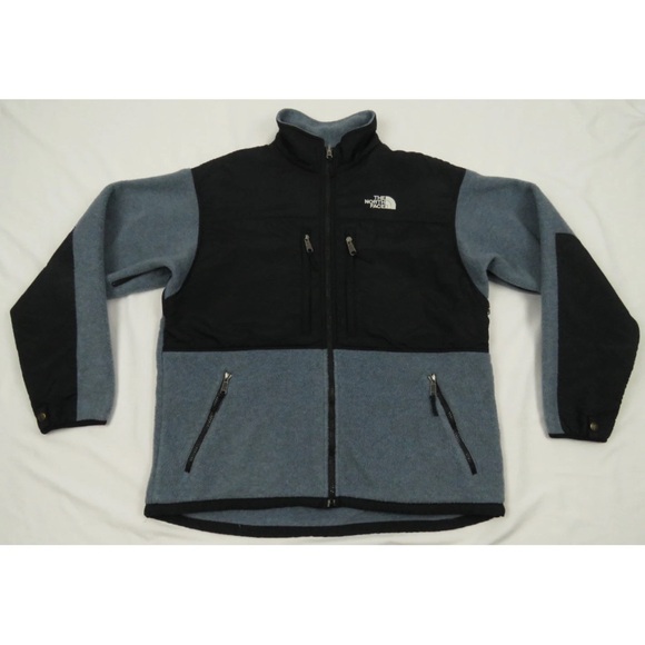 Vintage 90s The North Face Denali Polartec Fleece Gray Black Full Zip Jacket XL - Picture 1 of 9